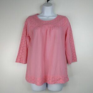 Hive and Honey Eyelet Detail Pink Blouse Top Size S